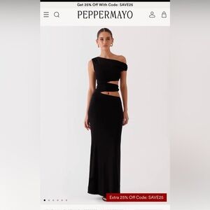 Peppermayo Black One-Shoulder Maxi Dress